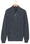 Baileys Half Zip And Buttons Mouliné Rib Structure Trui Faded Denim Blue