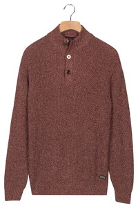 Baileys Half Zip And Buttons Mouliné Rib Structure Trui Light Mauve