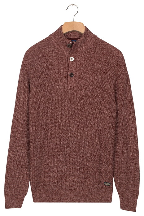 Baileys Half Zip And Buttons Mouliné Rib Structure Trui Light Mauve