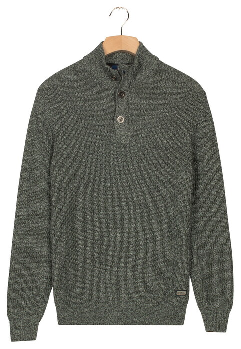 Baileys Half Zip And Buttons Mouliné Rib Structure Trui Navy