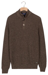 Baileys Half Zip And Buttons Mouliné Rib Structure Trui Taupe