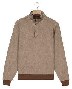 Baileys Half Zip And Press Buttons Collar Jacquard Subtle Texture Sweat Pullover Coffee Brown