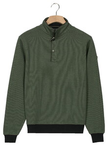 Baileys Half Zip And Press Buttons Collar Jacquard Subtle Texture Sweat Trui Dark Forest
