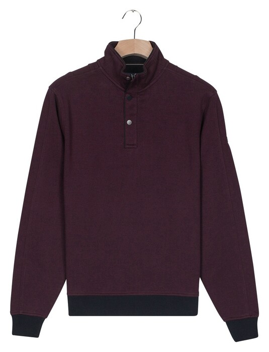 Baileys Half Zip And Press Buttons Collar Jacquard Subtle Texture Sweat Trui Deep Mauve