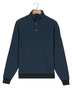 Baileys Half Zip And Press Buttons Collar Jacquard Subtle Texture Sweat Trui Navy