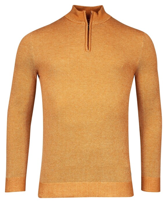 Baileys Half Zip Body Sleeves 2-Tone Jacquard Trui Ochre Melange