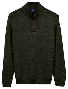 Baileys Half Zip Buttons Faux-Uni Trui Donker Groen