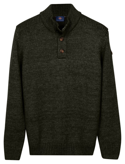 Baileys Half Zip Buttons Faux-Uni Trui Donker Groen