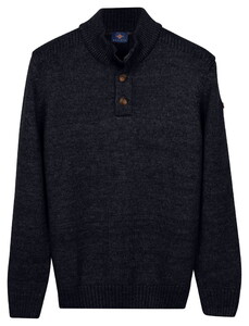 Baileys Half Zip Buttons Faux-Uni Trui Navy