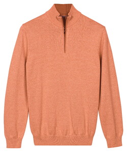 Baileys Half Zip Cotton Knit Trui Abrikoos