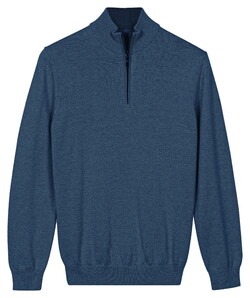 Baileys Half Zip Cotton Knit Trui Dark Denim Blue
