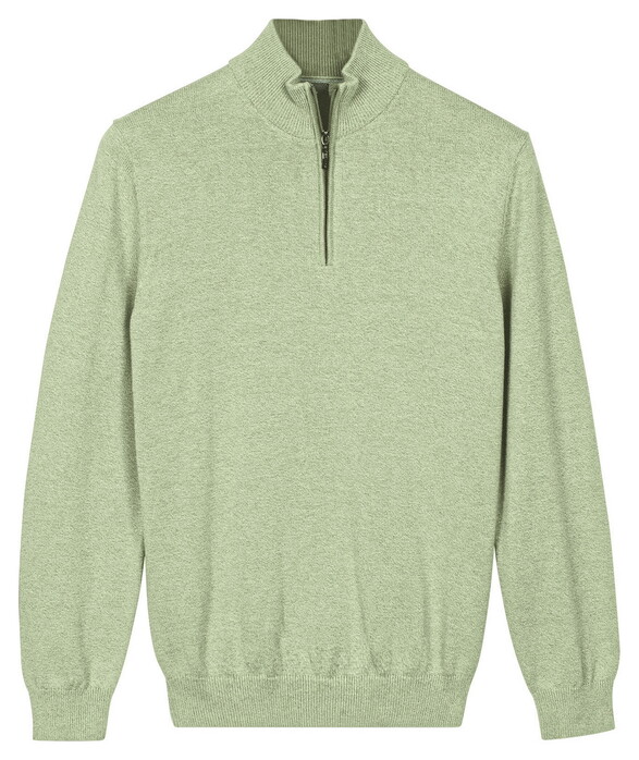 Baileys Half Zip Cotton Knit Trui Misty Green