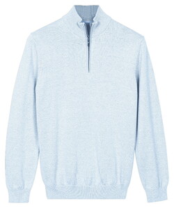 Baileys Half Zip Cotton Knit Trui Soft Blue