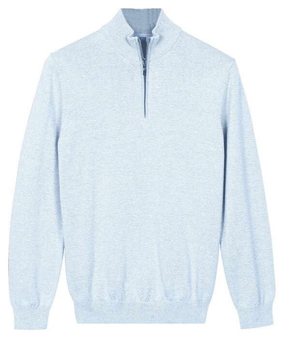 Baileys Half Zip Cotton Knit Trui Soft Blue