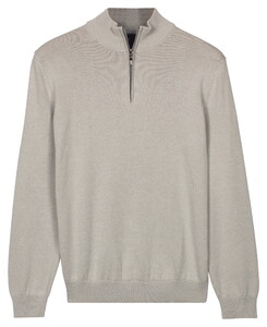 Baileys Half Zip Cotton Knit Trui Soft Grey