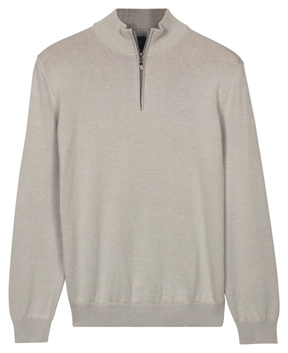 Baileys Half Zip Cotton Knit Trui Soft Grey