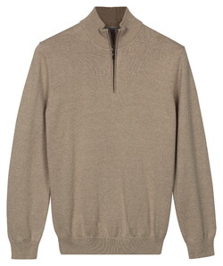 Baileys Half Zip Cotton Knit Trui Taupe