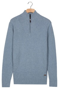 Baileys Half Zip Extra Long Sleeve Front Argyle Jacquard Knit Trui Faded Denim Blue