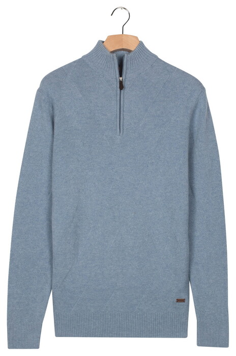 Baileys Half Zip Extra Long Sleeve Front Argyle Jacquard Knit Trui Faded Denim Blue