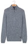 Baileys Half Zip Extra Long Sleeve Front Drop Needle Knit Trui Mid Denim Blue