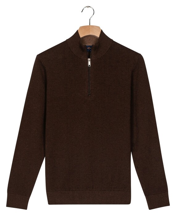 Baileys Half Zip Fine Cotton Cashmere Pullover Dark Brown