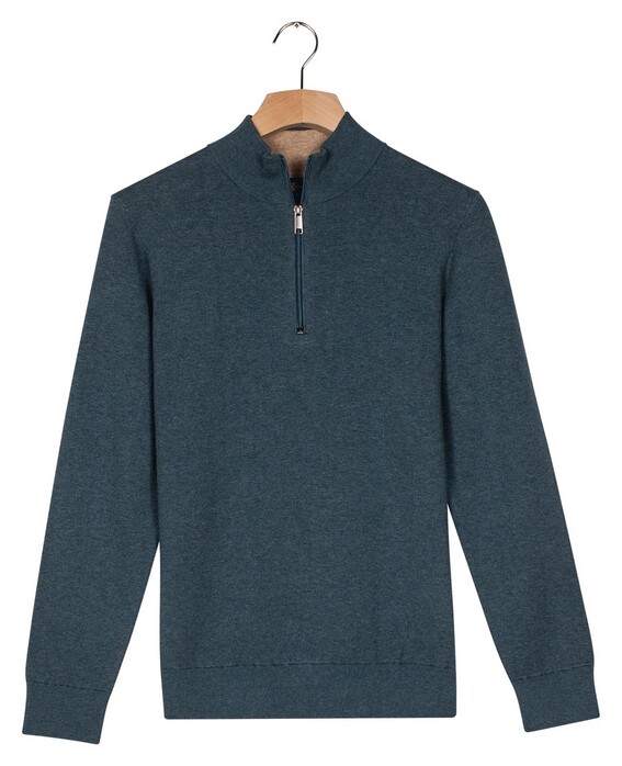 Baileys Half Zip Fine Cotton Cashmere Pullover Denim Blue