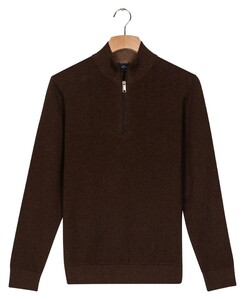 Baileys Half Zip Fine Cotton Cashmere Trui Dark Brown