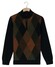 Baileys Half Zip Front Argyle Check Wool Blend Trui Donker Groen