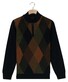 Baileys Half Zip Front Argyle Check Wool Blend Trui Donker Groen