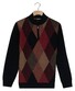 Baileys Half Zip Front Argyle Check Wool Blend Trui Mauve Melange