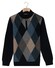 Baileys Half Zip Front Argyle Check Wool Blend Trui Mid Denim Blue