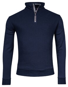 Baileys Half Zip Front Back Jacquard Doubleface Pullover Navy