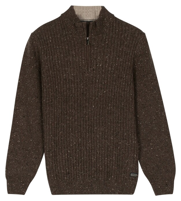 Baileys Half Zip Front Structure Knit Pullover Dark Taupe
