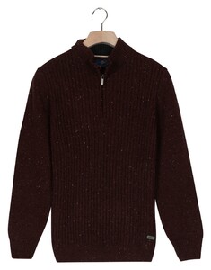 Baileys Half Zip Front Structure Knit Trui Dark Mauve