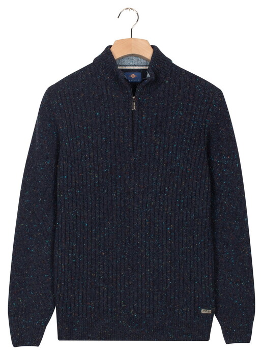 Baileys Half Zip Front Structure Knit Trui Navy