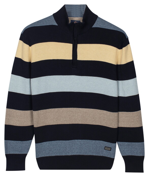 Baileys Half Zip Knit Two-Tone Multi Stripe Pullover Corn Yellow