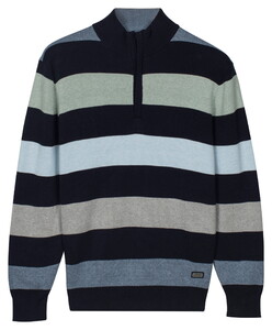 Baileys Half Zip Knit Two-Tone Multi Stripe Trui Misty Green