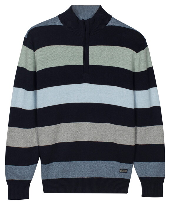 Baileys Half Zip Knit Two-Tone Multi Stripe Trui Misty Green