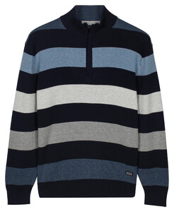 Baileys Half Zip Knit Two-Tone Multi Stripe Trui Riviera Blue