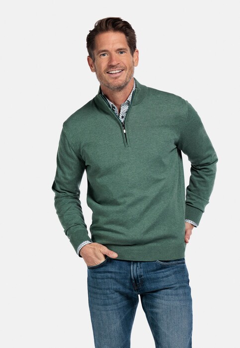 Baileys Half Zip Pima Cotton Blend Knit Trui Dark Forest