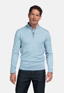 Baileys Half Zip Pima Cotton Blend Knit Trui Soft Blue