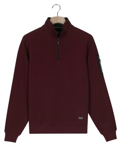 Baileys Half Zip Piqué Interlock Sleeve Zip Pocket Trui Deep Mauve