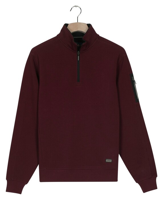 Baileys Half Zip Piqué Interlock Sleeve Zip Pocket Trui Deep Mauve
