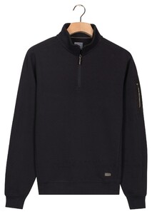 Baileys Half Zip Piqué Interlock Sleeve Zip Pocket Trui Navy