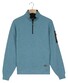 Baileys Half Zip Piqué Interlock Sleeve Zip Pocket Trui Sky Blue