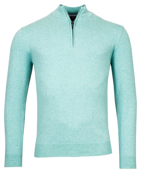 Baileys Half Zip Single Knit Fine Pima Cotton Pullover Aqua