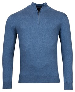 Baileys Half Zip Single Knit Fine Pima Cotton Pullover Denim Blue