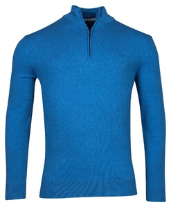 Baileys Half Zip Single Knit Fine Pima Cotton Trui Bright Cobalt