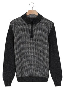 Baileys Half Zip Single Knit Front Two Color Structure Trui Navy