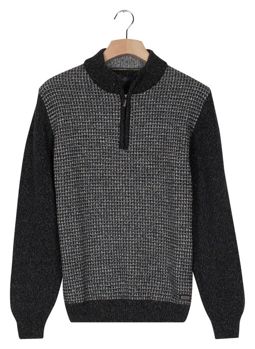 Baileys Half Zip Single Knit Front Two Color Structure Trui Navy